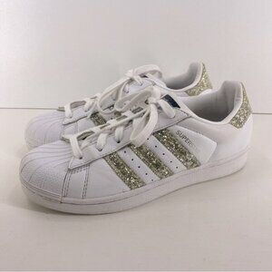 Adidas Originals White champagne/gold Glitter Sneakers Youth Size 6